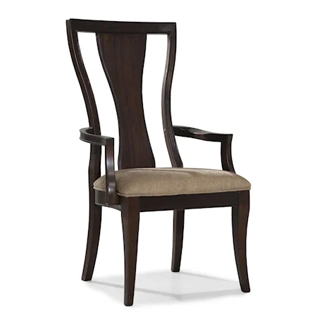 Upholstered Seat Splat Back Dining Arm Chair